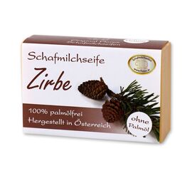 Palmölfreie Schafmilchseife eckig 150g modern, Zirbe