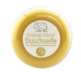 Duschseife mit Schafmilch rund 100g, in der Dose, Zirbe