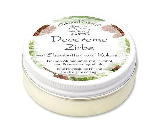 Deocreme 40ml, Zirbe Sheabutter, Kokosöl, Kakaobutter, Mandelöl, Zink, Zirbenöl