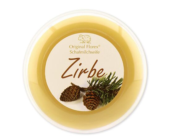 Schafmilchseife rund 100g in der Dose modern, Zirbe
